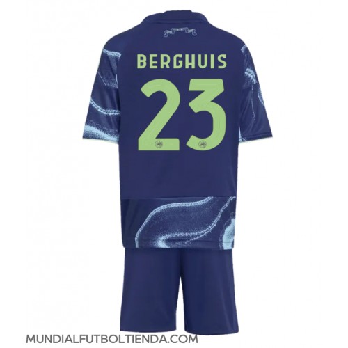 Camiseta Ajax Steven Berghuis #23 Segunda Equipación Replica 2025-26 para niños mangas cortas (+ Pantalones cortos)